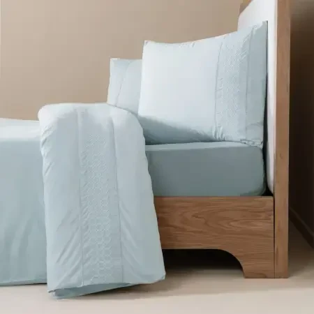 %100 Pamuk Percale Nevresim Seti 200x220 cm Mavi - Juana Serisi - 1