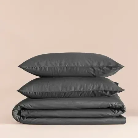 %100 Pamuk Percale Nevresim Seti 240x220 cm Antrasit - Pure Serisi - Penelope (1)