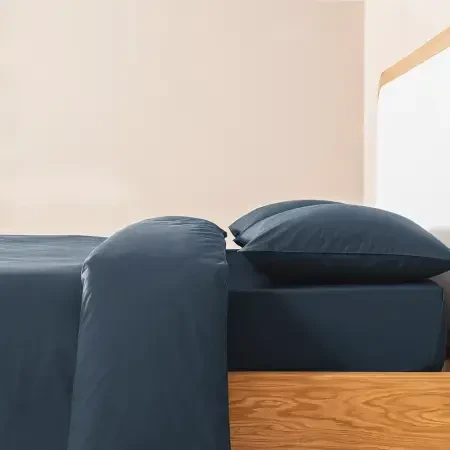 %100 Pamuk Percale Nevresim Seti 240x220 cm Lacivert - Pure Serisi - 7