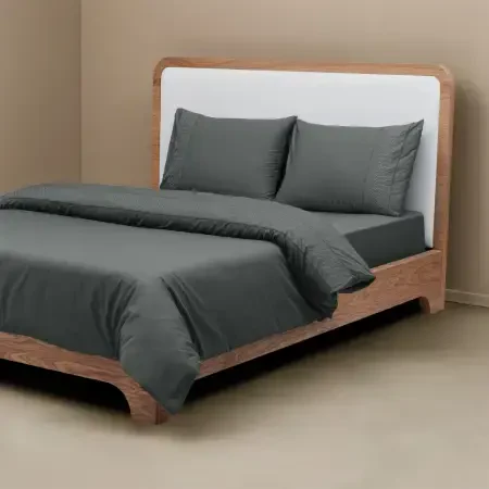 %100 Pamuk Percale Nevresim Seti 260x240 cm Antrasit - Juana Serisi - 9