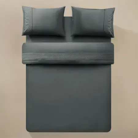 %100 Pamuk Percale Nevresim Seti 260x240 cm Antrasit - Juana Serisi - PENELOPE (1)