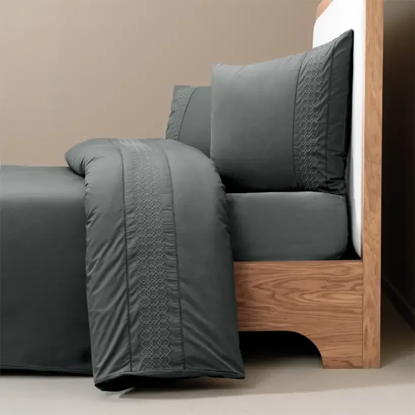 %100 Pamuk Percale Nevresim Seti 260x240 cm Antrasit - Juana Serisi - PENELOPE