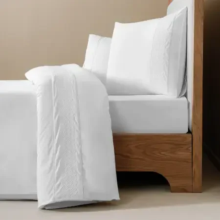 %100 Pamuk Percale Nevresim Seti 260x240 cm Beyaz - Juana Serisi - 1