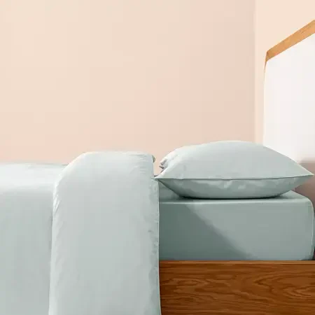 %100 Pamuk Percale Nevresim Seti 260x240 cm Mavi - Pure Serisi - 7