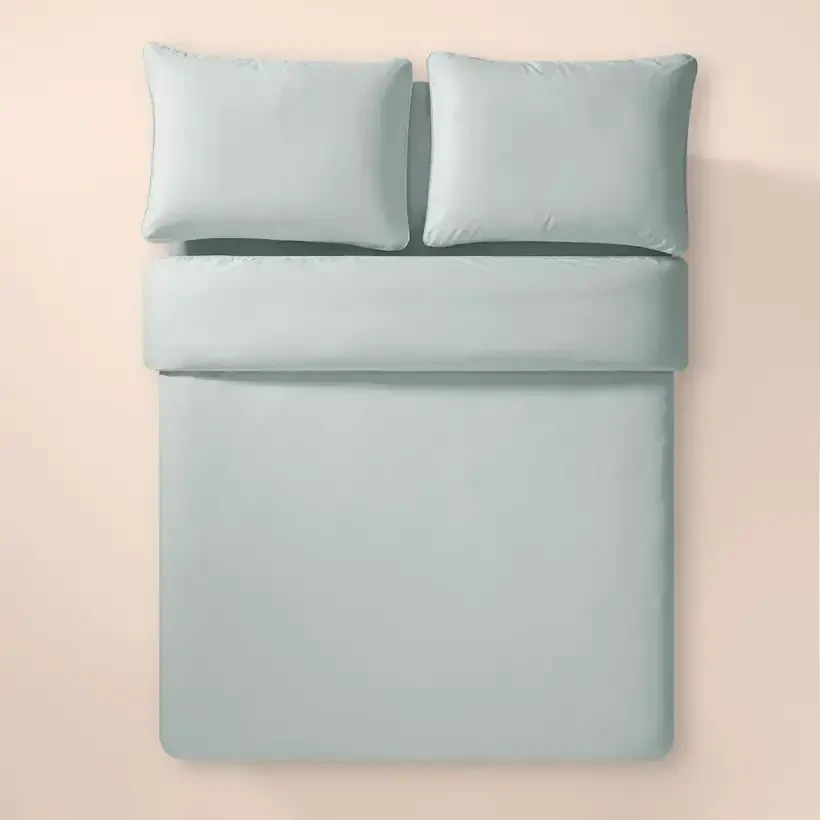 %100 Pamuk Percale Nevresim Seti 260x240 cm Mavi - Pure Serisi - 