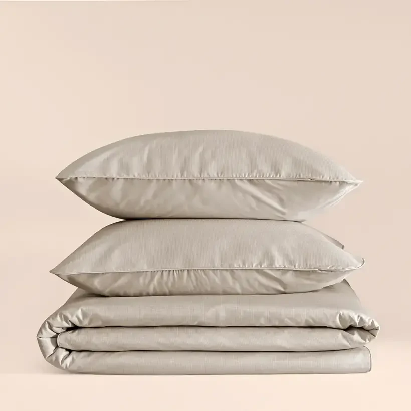 %100 Pamuk Percale Nevresim Seti 260x240 cm Taş Rengi - Pure Serisi - 