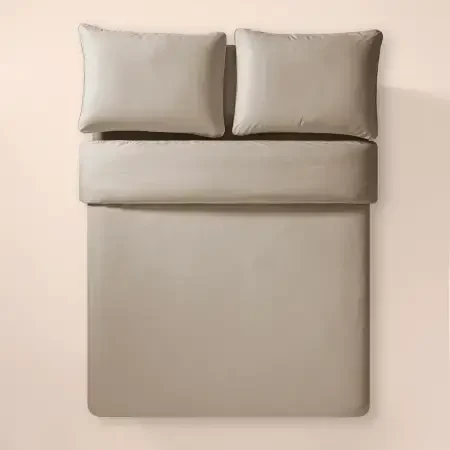 %100 Pamuk Percale Nevresim Seti 260x240 cm Taş Rengi - Pure Serisi - 3