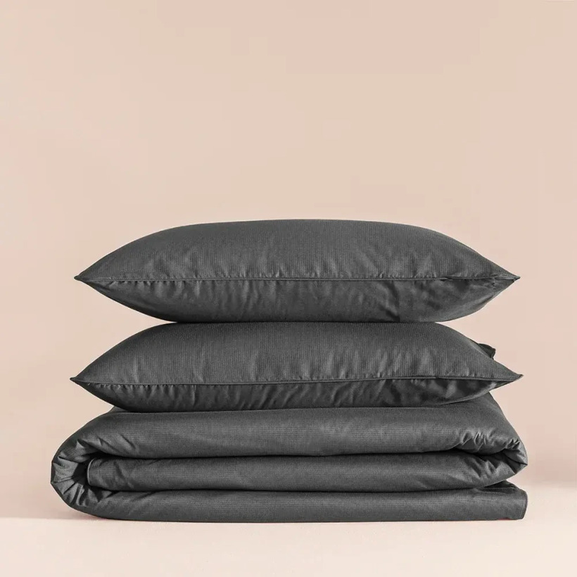 %100 Pamuk Percale Nevresim Seti Antrasit - Pure Serisi - 