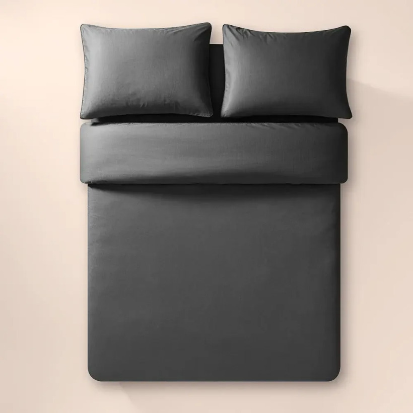 %100 Pamuk Percale Nevresim Seti Antrasit - Pure Serisi - 