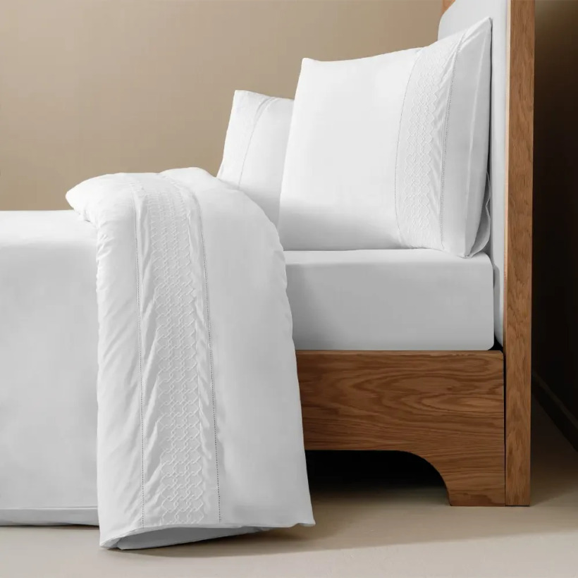 %100 Pamuk Percale Nevresim Seti Beyaz - Juana Serisi - 