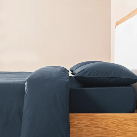%100 Pamuk Percale Nevresim Seti Lacivert - Pure Serisi - 7
