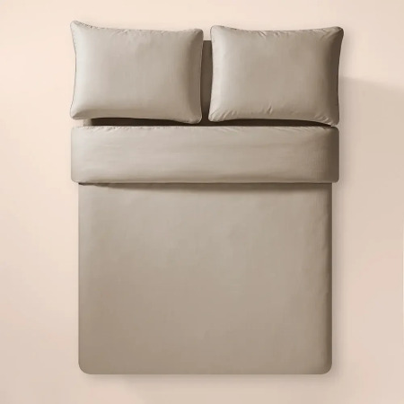 %100 Pamuk Percale Nevresim Seti Taş Rengi - Pure Serisi - 3