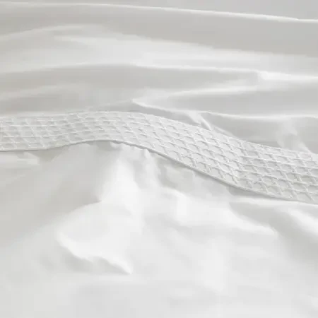 %100 Pamuk Saten Kumaş Nevresim Seti 200x220 cm Beyaz - Regina Serisi - 4