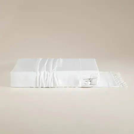 %100 Pamuk Saten Kumaş Nevresim Seti 240x220 cm Beyaz - Manuela Serisi - 8