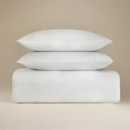 %100 Pamuk Saten Kumaş Nevresim Seti 240x220 cm Beyaz - Regina Serisi - 5