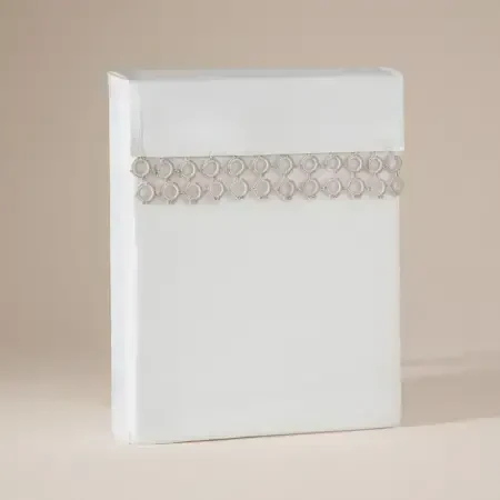 %100 Pamuk Saten Kumaş Nevresim Seti 240x220 cm Beyaz Taş - Manuela Serisi - 6