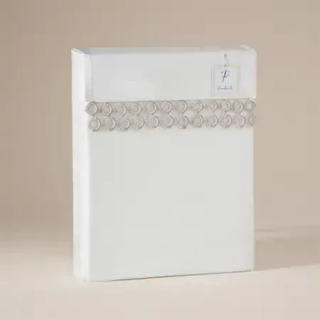 %100 Pamuk Saten Kumaş Nevresim Seti 240x220 cm Beyaz Taş - Manuela Serisi - 7