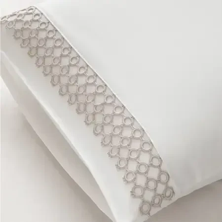 %100 Pamuk Saten Kumaş Nevresim Seti 240x220 cm Beyaz Taş - Manuela Serisi - 3