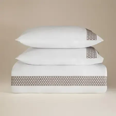 %100 Pamuk Saten Kumaş Nevresim Seti 240x220 cm Beyaz Taş- Regina Serisi - 5