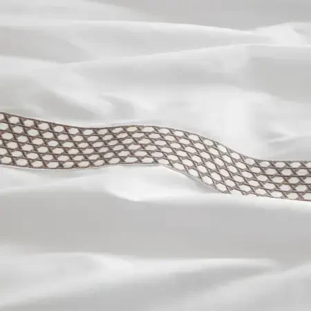 %100 Pamuk Saten Kumaş Nevresim Seti 240x220 cm Beyaz Taş- Regina Serisi - 4