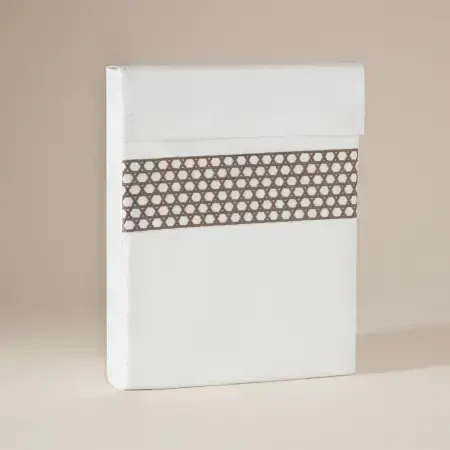 %100 Pamuk Saten Kumaş Nevresim Seti 240x220 cm Beyaz Taş- Regina Serisi - 6