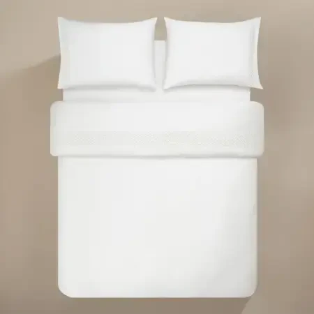 %100 Pamuk Saten Kumaş Nevresim Seti 260x240 cm Beyaz - Manuela Serisi - PENELOPE (1)