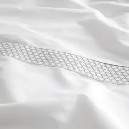 %100 Pamuk Saten Kumaş Nevresim Seti 260x240 cm Beyaz Mavi - Regina Serisi - 4