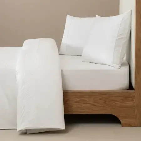 %100 Pamuk Saten Kumaş Nevresim Seti 260x240 cm Beyaz - Regina Serisi - 1