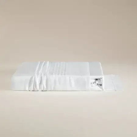 %100 Pamuk Saten Kumaş Nevresim Seti 260x240 cm Beyaz - Regina Serisi - 7