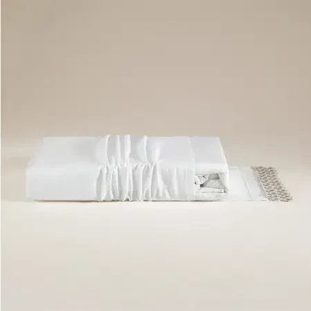 %100 Pamuk Saten Kumaş Nevresim Seti 260x240 cm Beyaz Taş - Manuela Serisi - 8