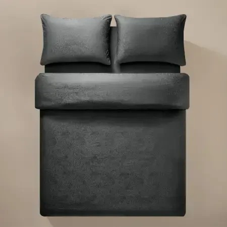 %100 Pamuk Saten Nevresim Seti 200x220 cm Antrasit - Plume Serisi - Penelope (1)