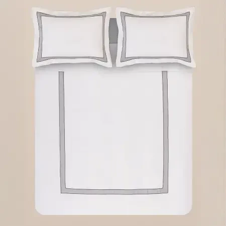 %100 Pamuk Saten Nevresim Seti 240x220 cm Antrasit - Bella Serisi - 6