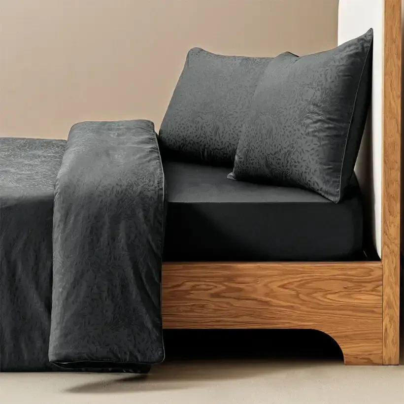 %100 Pamuk Saten Nevresim Seti 240x220 cm Antrasit - Plume Serisi - Penelope