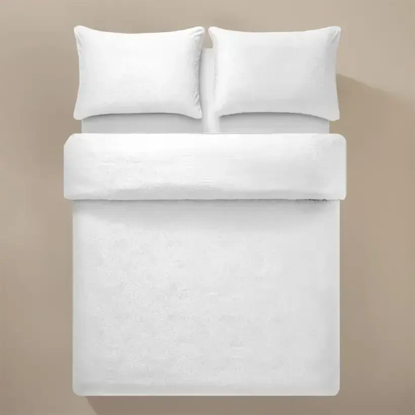 %100 Pamuk Saten Nevresim Seti 240x220 cm Beyaz - Plume Serisi - 