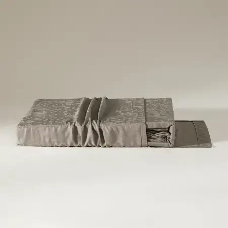 %100 Pamuk Saten Nevresim Seti 240x220 cm Taş - Plume Serisi - 8