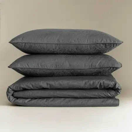 %100 Pamuk Saten Nevresim Seti 260x240 cm Antrasit - Plume Serisi - 6