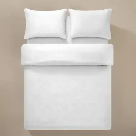 %100 Pamuk Saten Nevresim Seti 260x240 cm Beyaz - Plume Serisi - 2