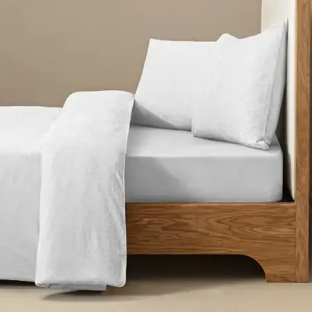 %100 Pamuk Saten Nevresim Seti 260x240 cm Beyaz - Plume Serisi - 1