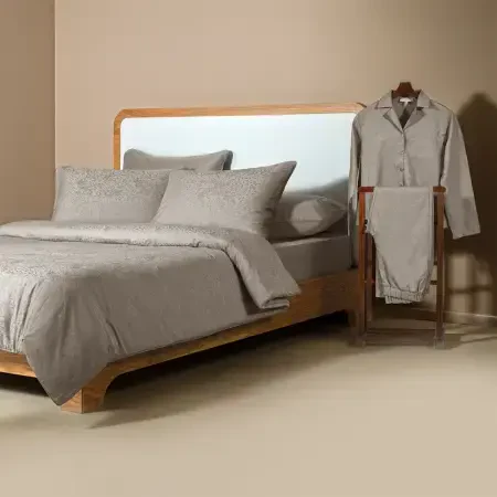 %100 Pamuk Saten Nevresim Seti 260x240 cm Taş - Plume Serisi - 9