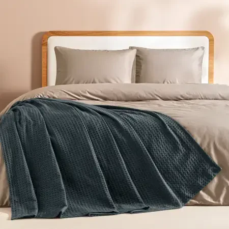 %100 Pamuk Tek Kişilik Pike 160x220 cm Antrasit - Lia Serisi - 1