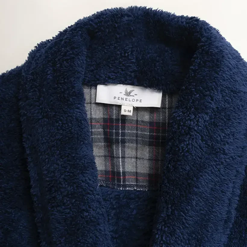 Peluş Sabahlık L-XL Lacivert - 