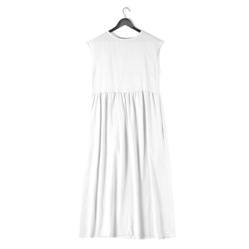 %100 Keten Elbise Beyaz L-XL - Serli Keçoğlu Koleksiyonu - Penelope