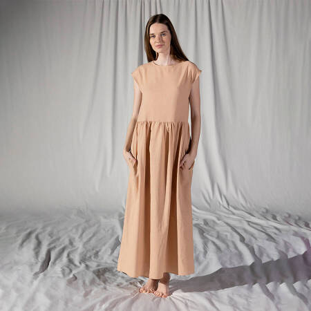 %100 Keten Elbise Somon L-XL - Serli Keçoğlu Koleksiyonu - 1