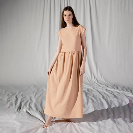 %100 Keten Elbise Somon L-XL - Serli Keçoğlu Koleksiyonu - 2