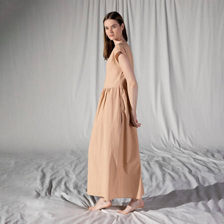 %100 Keten Elbise Somon S-M - Serli Keçoğlu Koleksiyonu - 4