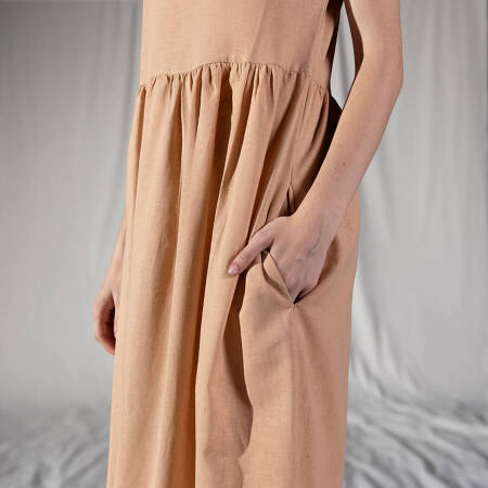 %100 Keten Elbise Somon S-M - Serli Keçoğlu Koleksiyonu - 5