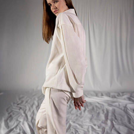 %100 Keten Uzun Kollu Gömlek Somon L-XL - Serli Keçoğlu Koleksiyonu - 3