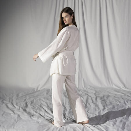 by Serli Keçoğlu Keten Uzun Pantolon Beyaz S-M - 1