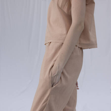 by Serli Keçoğlu Keten Uzun Pantolon Somon S-M - 2