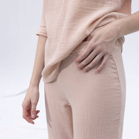 %100 Müslin Pamuk 3/4 Kol Bluz Somon L-XL - Serli Keçoğlu Koleksiyonu - 5